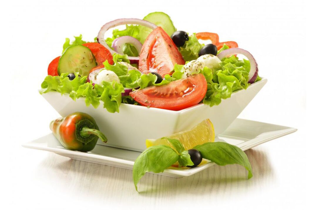 On the vegetable days of the chemical diet, you can prepare a delicious salad