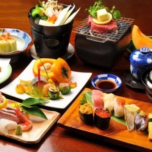 a variety of Japanese dishes
